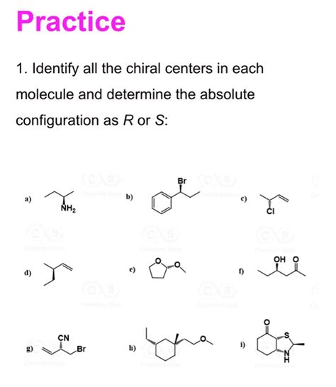identifying chiral centers practice